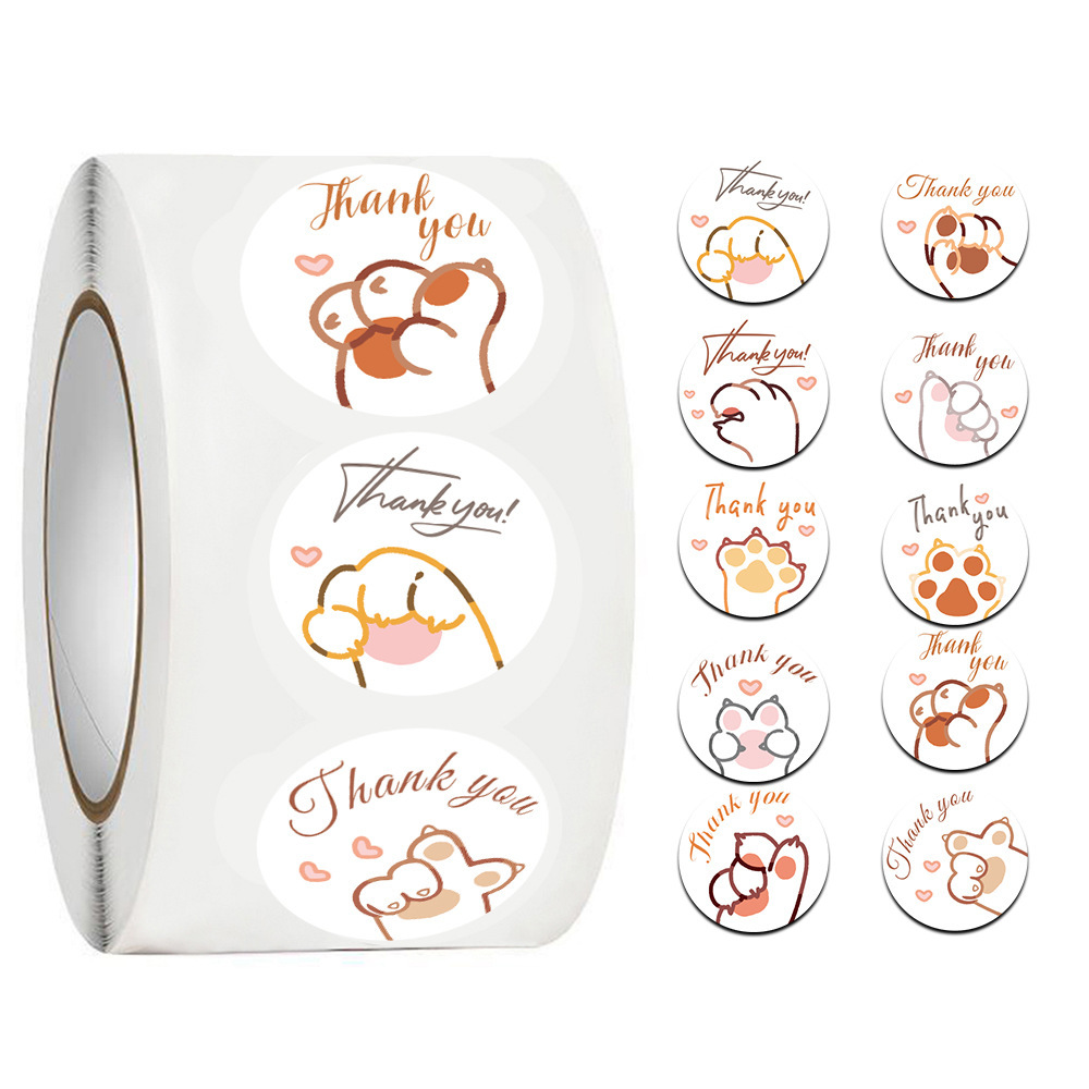 Sticker Label Roll - JCAC 500pcs/rolo Adesivos de Agradecimento com